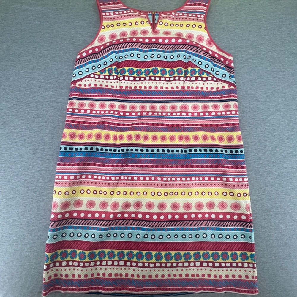 Talbots Shift Dress Women 18W Pink Multi Floral Striped Sleeveless Textured